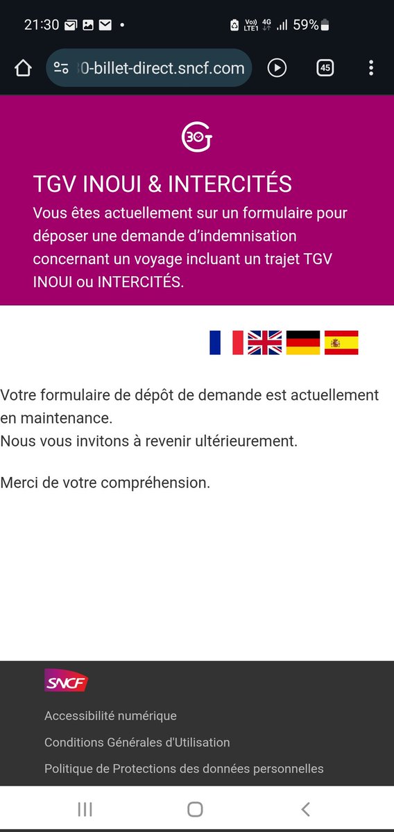 Tribulations d'un usager de la SNCF tweet media