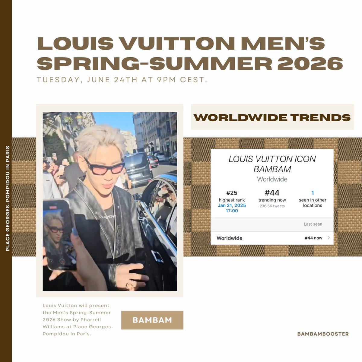 BamBamBooster's tweet image. LOUIS VUITTON ICON BAMBAM
🌎 Worldwide            #44

#BamBamxLVMenSS26
#LVMenSS26
#SpringSummer26
#LouisVuitton @LouisVuitton 
#BamBam #뱀뱀 @BamBam1A