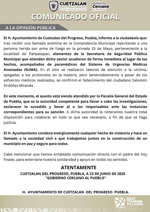 azucenau's tweet photo. 🔴 El periodista independiente Salomón Ordóñez Miranda fue asesinado a balazos en el municipio de #Cuetzalan, Puebla; pese a las labores médicas que se realizaron, lamentablemente falleció.

Por su parte, el gobernador Alejandro Armenta aseguró que la Fiscalía de Puebla ya realiza las investigaciones correspondientes para esclarecer el hecho. 

"En el gobierno no se promueve la violencia, no hay una acción del gobierno, nosotros no confrontamos, protegemos". 

📹@ControversiaPu4