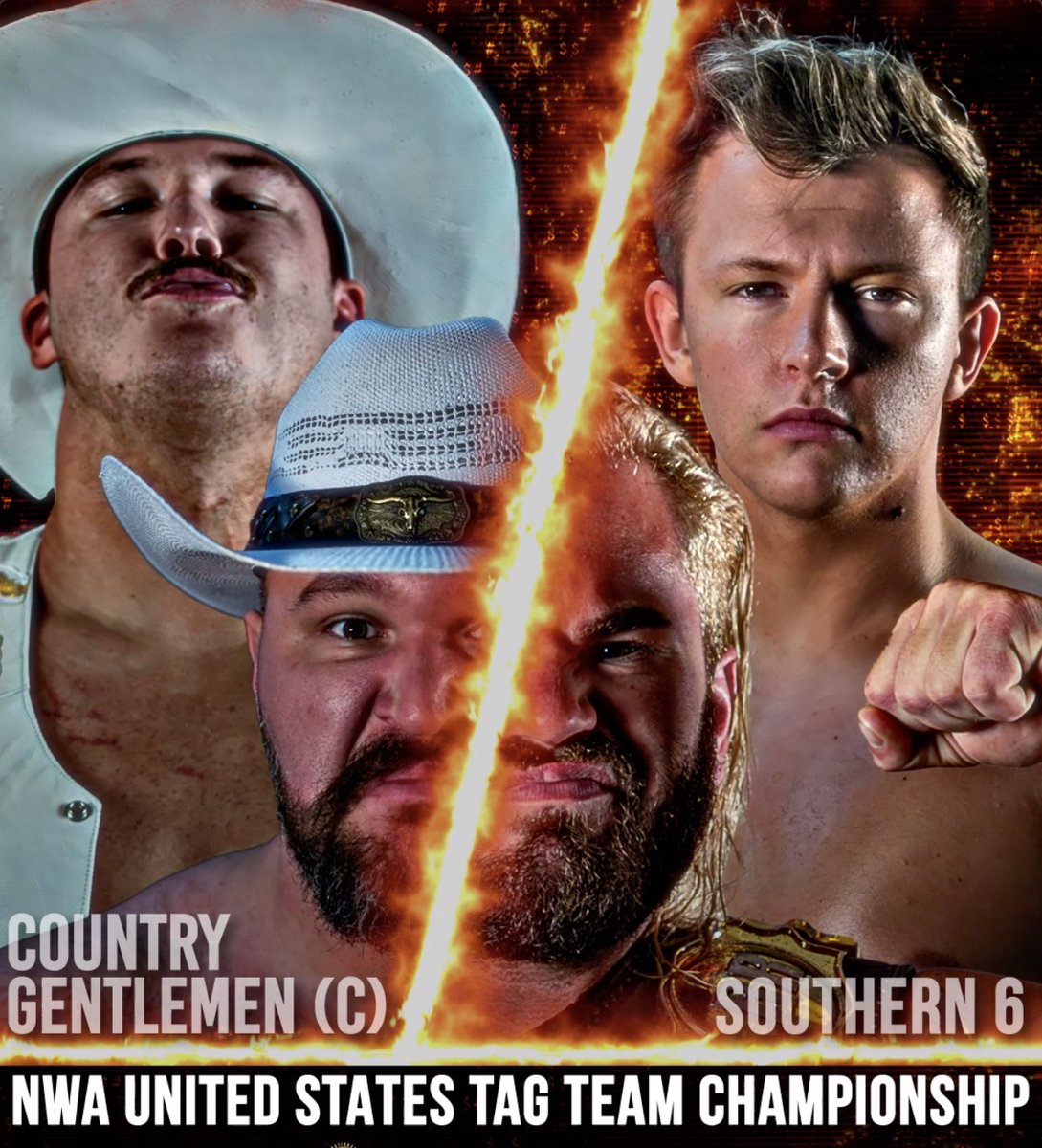 The NWA US Tag Team titles are on the line as The Country Gentlemen defend their gold against the fiery Southern 6 duo—NWA World Jr Heavyweight Champion Alex Taylor and Future Legend Kerry Morton! It’s a high-stakes clash of legacy versus ambition.