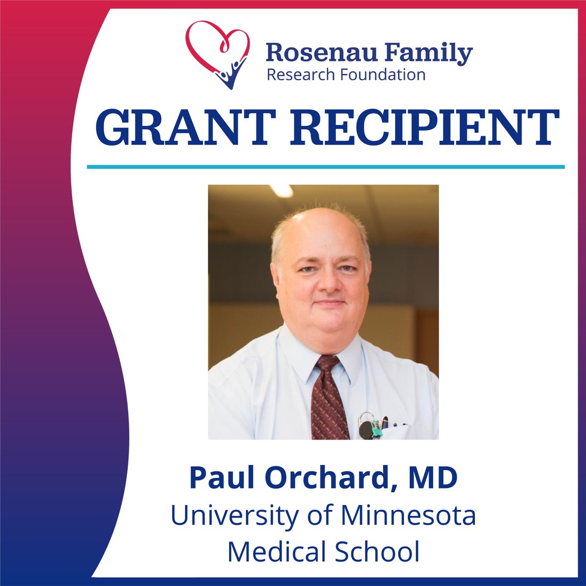 Congratulations to Paul Orchard, MD, and the University of Minnesota Medical School for their award of a $360,000 grant from the Rosenau Family Research Foundation to establish a registry for Krabbe disease! 

med.umn.edu/news/u-m-medic…