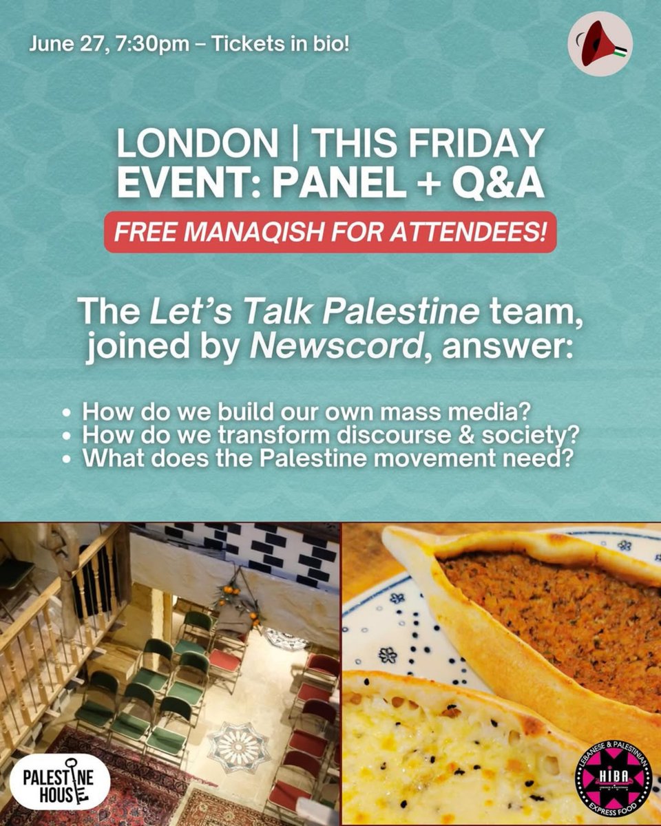 What’s on at Palestine House this week:

From inspiring talks and cultural nights to brunch and games!

Don’t miss out, join the movement, meet the community and be part of something powerful. 🇵🇸

#London #PalestineHouse #Palestine