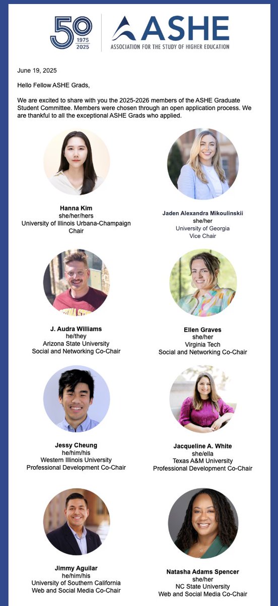 audrazona's tweet image. Excited to welcome the new members of the ASHE Graduate Student Committee!! @ashegrads