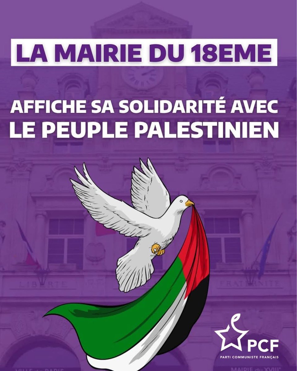 🚩 🇵🇸 Une banderole sur la mairie du 18e : il a fallu l’obstination des élus communistes pour que la solidarité l’emporte !
👇