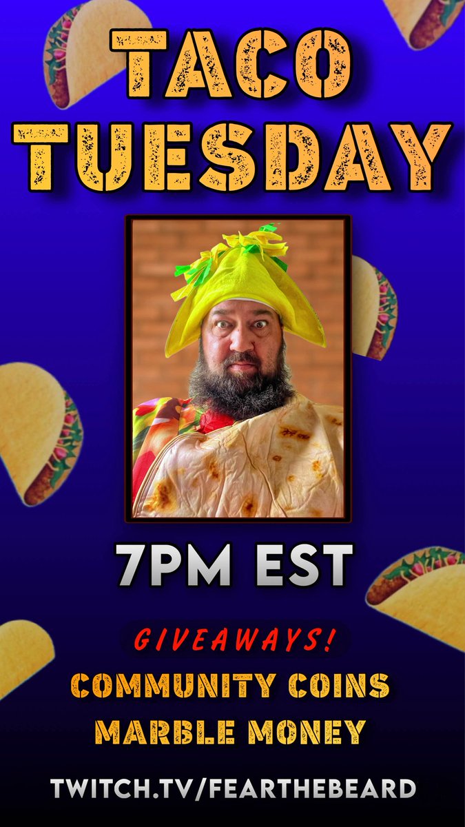 You know what to do. Be there or I’ll poop in yer mailbox.

#TacoTuesday #twitchstreamer #ballsdeep #meow #BeardGang 

👉🏽🌮👈🏽