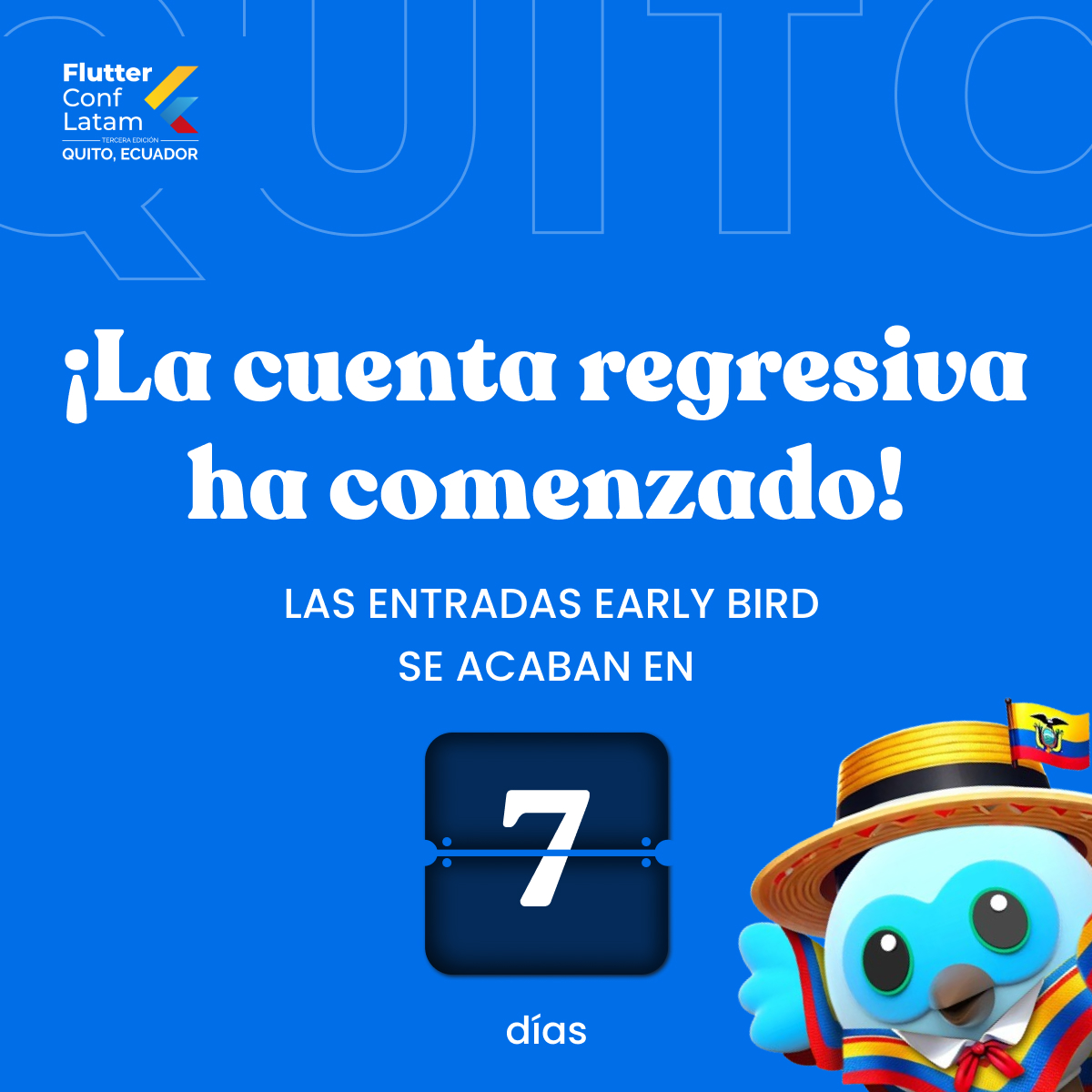 FlutterConfLAT's tweet image. Last 7 days to buy your Early Bird tickets 😱
Get your ticket before the price goes up! 👇
flutterconflatam.dev
#flutterconflatam25 #FCL25 #FlutterConfLATAM #FlutterCommunity #LatamTech #GoogleForDevs #Dart #TechEvent #flutter #EarlyBirdDiscount #earlybird #earlybirdticket