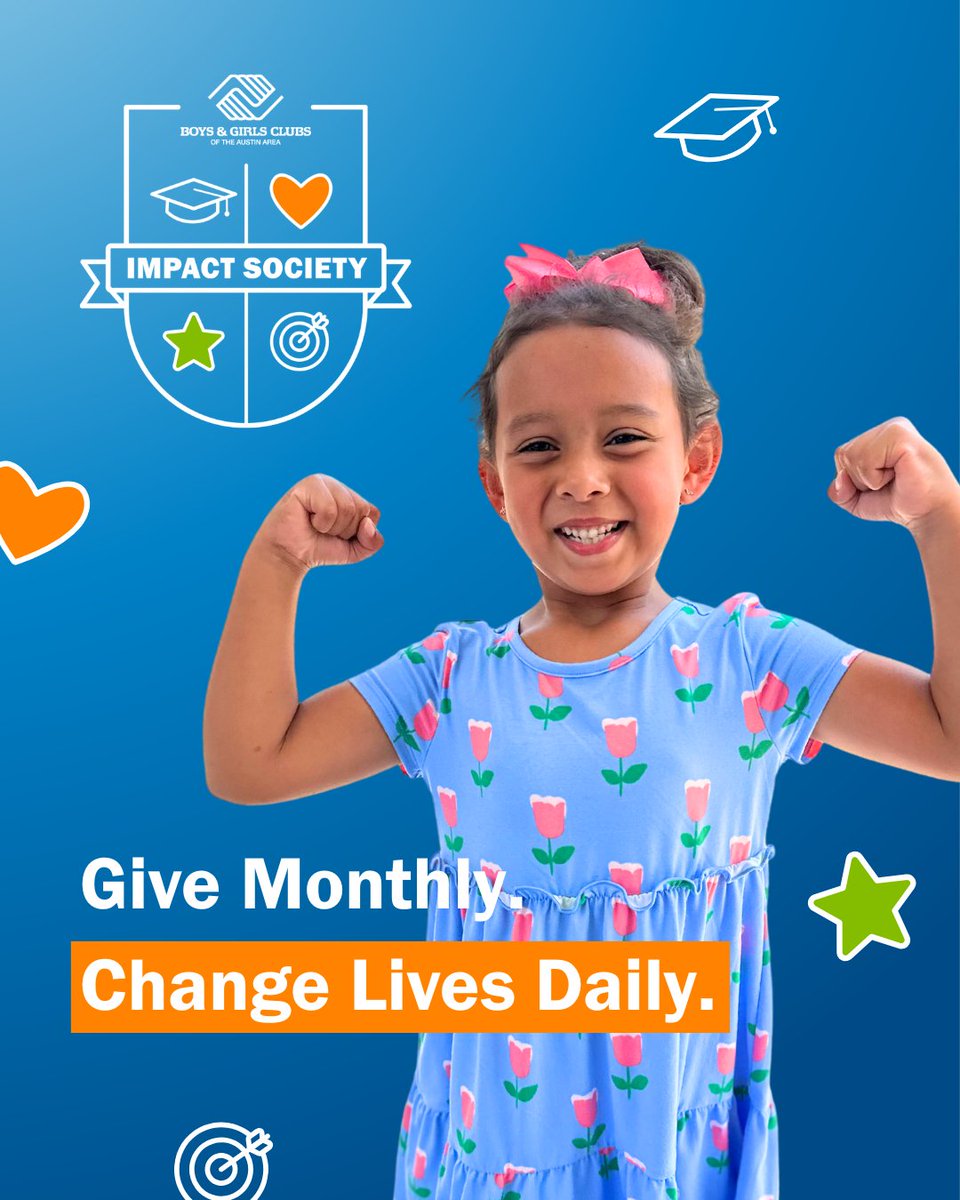 BGCAustin's tweet image. 🎉 It’s National Boys &amp;amp; Girls Clubs Week! Over 1,000 Austin youth are thriving in our summer programs—and you can help keep it going. 

Join The Impact Society, our monthly donor community building Great Futures year-round: bgcaustin.org/donate/monthly… 
 
#BGCWeek #ImpactSociety