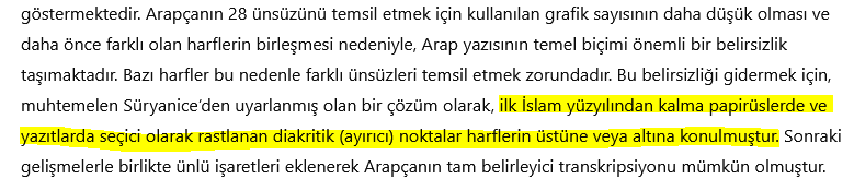 <a href="/teologmete/">Mete</a> Nicolai Sinai – The Qur’an: A Historical-Critical Introduction  s.31
Hicri 1.yy  papirüslerde ve yazıtlarda nokta bulunduğu belirtiliyor.
MV Putten ve R Hoyland ,E.Cellard ,H.Sidky  da aynı şeyleri söylüyor.