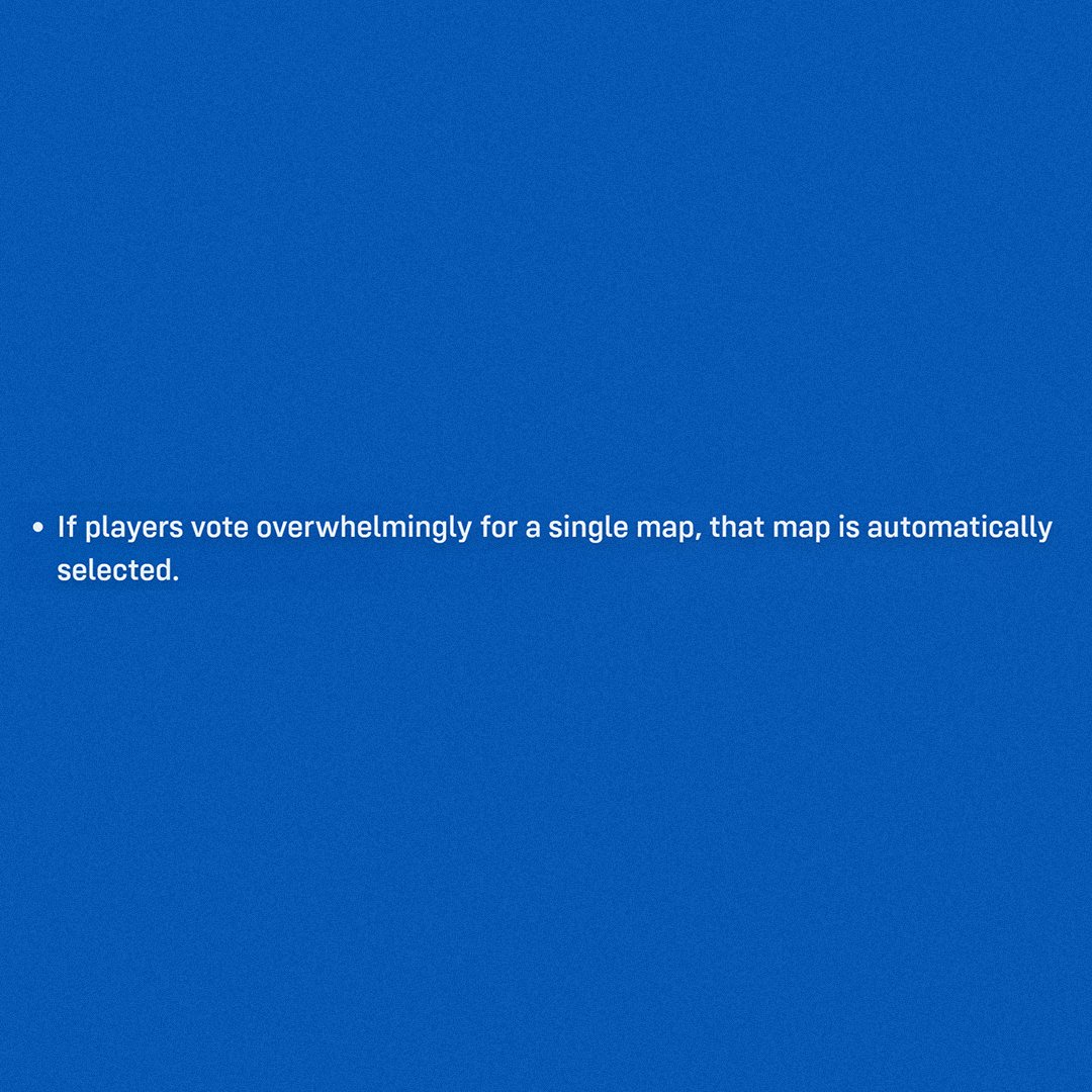 PopcorpGFX's tweet image. In my opinion if you use the word "overwhelmingly" it should imply 9/10 Votes (90%) for a single map. At the current moment 1 player can ruin everyone's favorite map pick.
Otherwise it should say "Everybody votes for a single map"