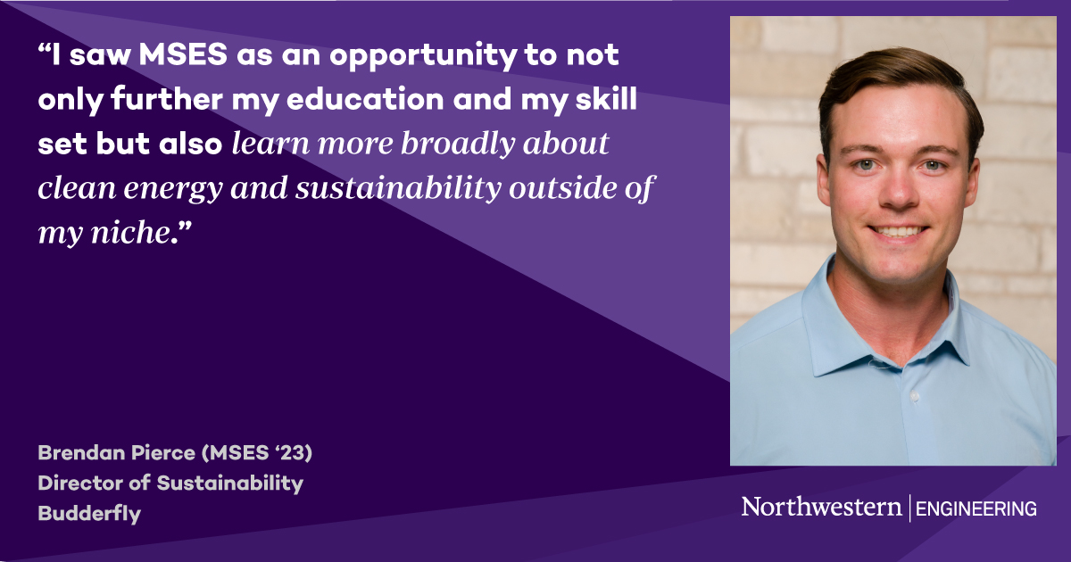 NU_MSES's tweet image. Brendan Pierce&apos;s (MSES ‘23) road to clean energy began in an unlikely place – the baseball field. Thanks to his time in MSES, he&apos;s now director of sustainability at Budderfly, an energy-as-a-service company.

Read the full story here: bit.ly/4lfMntw
