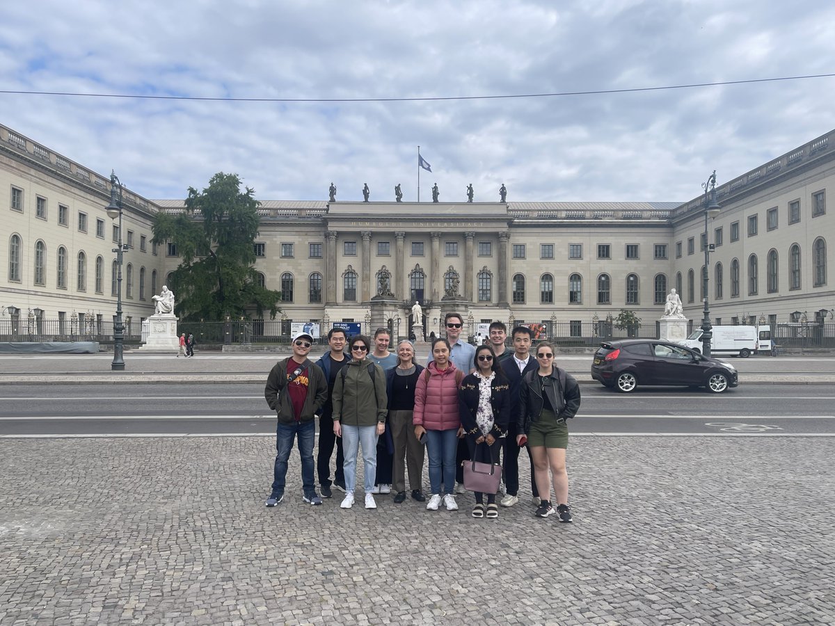 FrancesBiophys's tweet image. Aussie Lindau #lino2025 delegates doing #chemistry in Berlin via Humboldt-Universität zu Berlin and Brandenburger Tor on our way to Freie Universität Berlin @FU_Berlin, where we were hosted by Prof. Joachim Heberle, molecular #biophysics lab.