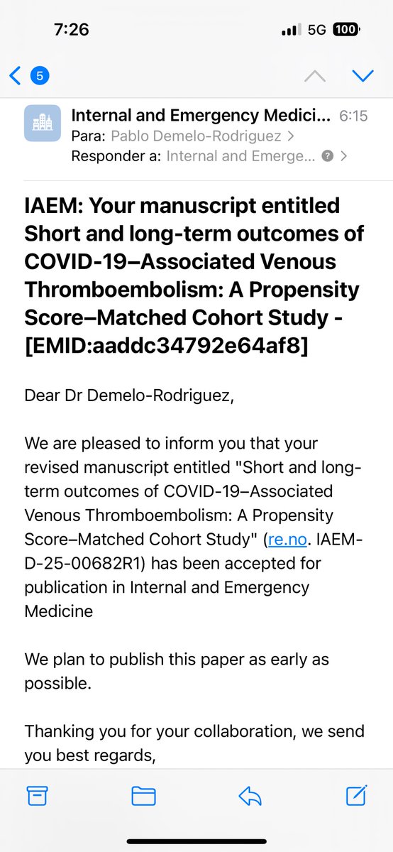 Tras analizar casi 300 casos de trombosis asociada a COVID durante 4 años, concluimos que estos pacientes tienen más riesgo de sangrado a 30 y 365 días, mientras que el riesgo de recurrencia es menor.

Pronto en Internal and Emergency Medicine.
