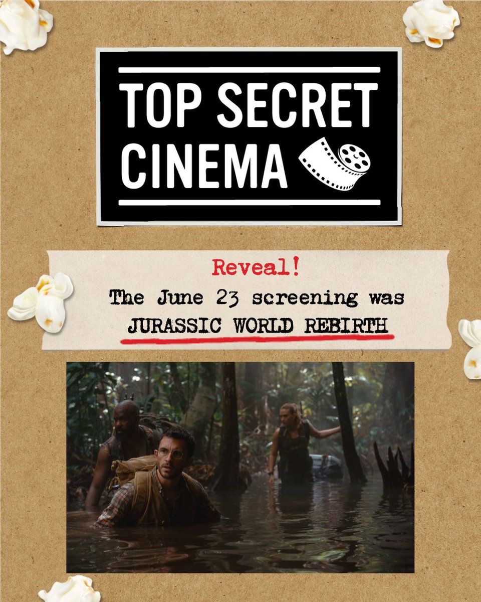 REVEAL TIME! Last night's Top Secret Cinema was JURASSIC WORLD REBIRTH - opening exclusively in theaters Wednesday, July 2! Get your tickets now - and keep your eyes peeled for future Top Secret Cinema screenings!🦕

readingcinemas.com