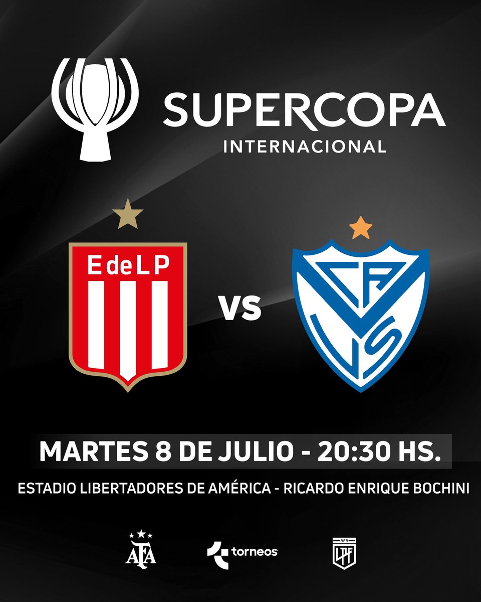 Liga Profesional de Fútbol (@ligaafa) on Twitter photo Debido a cuestiones organizativas y televisivas, la final de la Supercopa Internacional - Tercera Edición, entre <a href="/EdelpOficial/">Estudiantes de La Plata</a> y <a href="/Velez/">Vélez Sarsfield</a>, que estaba anunciada para el miércoles 9 de julio, pasará a jugarse el martes 8 de julio a las 20.30hs en el estadio de Independiente. Debido a cuestiones organizativas y televisivas, la final de la Supercopa Internacional - Tercera Edición, entre <a href="/EdelpOficial/">Estudiantes de La Plata</a> y <a href="/Velez/">Vélez Sarsfield</a>, que estaba anunciada para el miércoles 9 de julio, pasará a jugarse el martes 8 de julio a las 20.30hs en el estadio de Independiente.