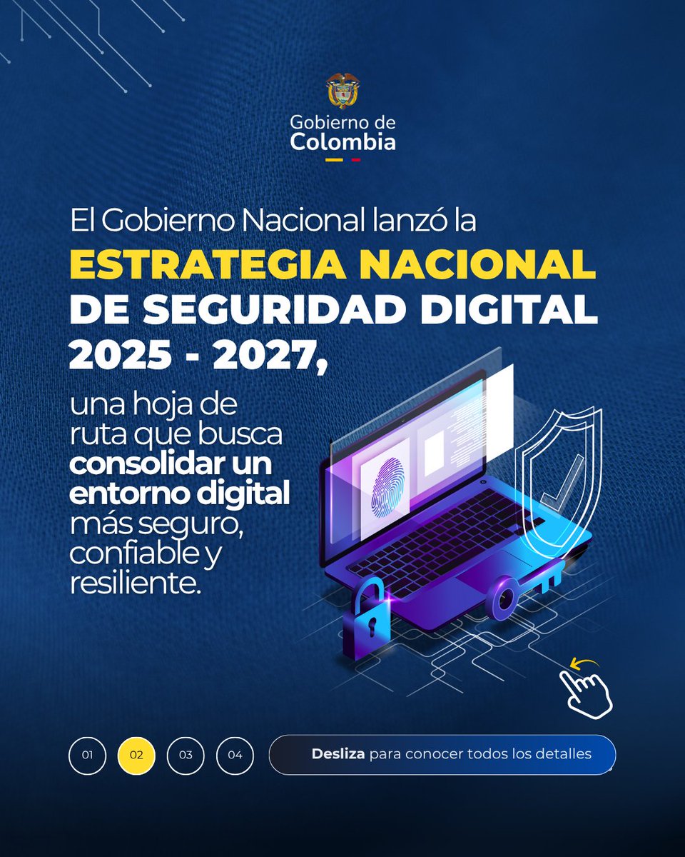 JulianRMolinaG's tweet photo. Hoy lanzamos la Estrategia Nacional de Seguridad Digital 2025–2027, la hoja de ruta que nos permite anticiparnos a los riesgos crecientes del entorno digital. Esta estrategia consolida una visión de país: proteger lo esencial, fortalecer la confianza, formar talento especializado y actuar de manera coordinada frente a amenazas cada vez más complejas. Conectividad sin seguridad no es desarrollo, y este es un paso clave para garantizar un ecosistema digital más confiable para todos.