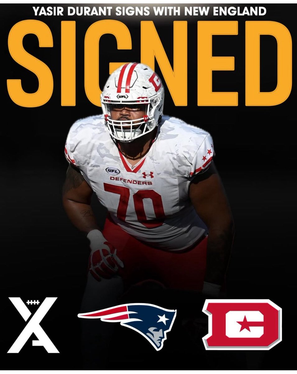 Claims the UFL 🏆‼️ Most snaps &amp; #1 OL, now he back with the <a href="/Patriots/">New England Patriots</a>  like he left sumthin’ Proud of you nephew, stick to the script 🫡 #PhillyBull <a href="/YasirDurant_/">215</a>