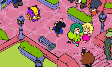 Magickarplol33's tweet photo. @BrawlStars this looks made with AI, if not, what the author's @ ? like theres weird lines coming off of Lola's hair, the streetlights look weird, the whole style is weird, and the one that stands out the most is that glitched looking bush at the bottom with a streetlight merging together... https://t.co/L2HnppGSFu
