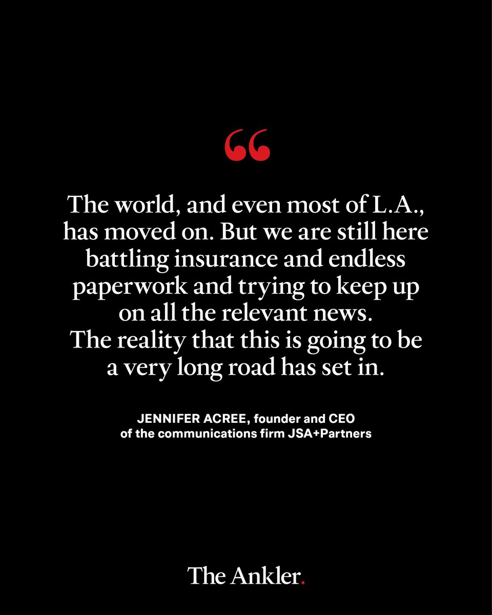 The Ankler (@theankler) on Twitter photo Six months after the Palisades and Eaton fires, 200,000 Angelenos are still displaced, caught in a surreal limbo of toxic air, denied claims, and donated clothes. <a href="/NicoleLaPorte1/">Nicole LaPorte</a> reports on the long tail of disaster recovery: theankler.com/p/after-la-fir… Six months after the Palisades and Eaton fires, 200,000 Angelenos are still displaced, caught in a surreal limbo of toxic air, denied claims, and donated clothes. <a href="/NicoleLaPorte1/">Nicole LaPorte</a> reports on the long tail of disaster recovery: theankler.com/p/after-la-fir…