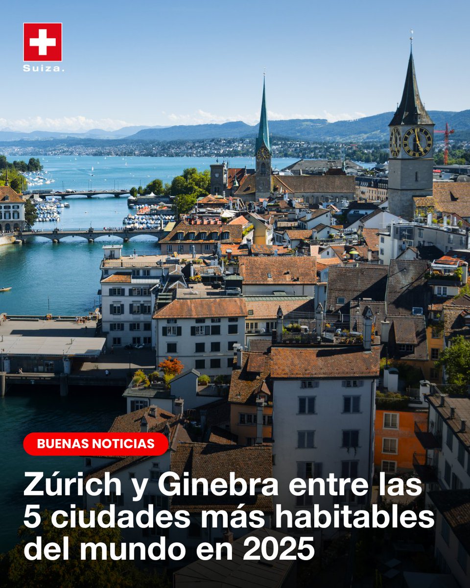 ¡Las ciudades suizas brillan en el Índice Global de Habitabilidad 2025! 🇨🇭

El Economist Intelligence Unit (EIU) publicó su clasificación anual, en la que Zúrich ocupa el 2º puesto (97,1/100) junto con Viena, mientras que Ginebra se posiciona en el 5º lugar (96,8/100) ✨