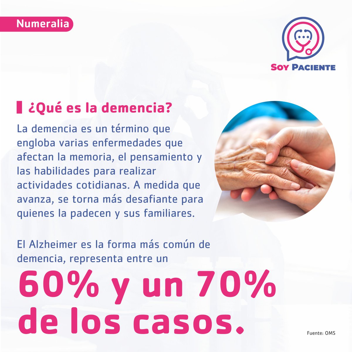 🧠 La demencia engloba enfermedades que afectan la cognición y la memoria. Aunque es más común en personas mayores, no todas la padecerán con el envejecimiento. 👵👴

#Demencia #SaludMental