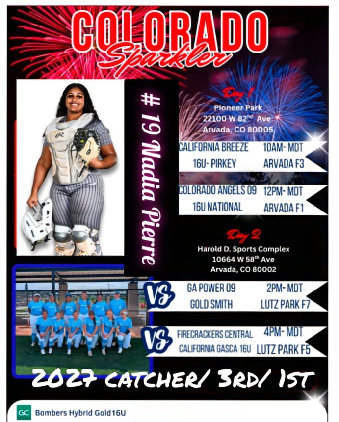 Nadia Pierre (@nadiapierre2027) on Twitter photo 🎆Come see us play Tues & Wed!🎇
<a href="/caseydickson717/">Casey Dickson</a> <a href="/SoftballDown/">Down South Softball</a> <a href="/CoachVLB/">Vernon L. Bland</a> <a href="/BUMoore/">Glenn Moore</a> <a href="/BaylorSoftball/">Baylor Softball</a> <a href="/StMUsoftball/">St. Mary's Softball</a> <a href="/gatorjack72/">Girls In The Game</a> <a href="/Rw15Woodard/">Ricci Woodard</a> <a href="/ronnie_ladines/">Ronnie Ladines</a> <a href="/MeanGreenSB/">UNT Softball</a> <a href="/CoastRecruits/">Coast 2 Coast Recruits</a> <a href="/Ezzy15E/">Eric Cervantez</a> <a href="/pvamusoftball/">PVAMU Softball</a> <a href="/SM_Thunder33/">Joe Saenz</a> <a href="/D1ProScouts/">D1ProScouts</a> <a href="/SBRRetweets/">Softball Recruiting Reposts</a> @txbombershybrid 🎆Come see us play Tues & Wed!🎇
<a href="/caseydickson717/">Casey Dickson</a> <a href="/SoftballDown/">Down South Softball</a> <a href="/CoachVLB/">Vernon L. Bland</a> <a href="/BUMoore/">Glenn Moore</a> <a href="/BaylorSoftball/">Baylor Softball</a> <a href="/StMUsoftball/">St. Mary's Softball</a> <a href="/gatorjack72/">Girls In The Game</a> <a href="/Rw15Woodard/">Ricci Woodard</a> <a href="/ronnie_ladines/">Ronnie Ladines</a> <a href="/MeanGreenSB/">UNT Softball</a> <a href="/CoastRecruits/">Coast 2 Coast Recruits</a> <a href="/Ezzy15E/">Eric Cervantez</a> <a href="/pvamusoftball/">PVAMU Softball</a> <a href="/SM_Thunder33/">Joe Saenz</a> <a href="/D1ProScouts/">D1ProScouts</a> <a href="/SBRRetweets/">Softball Recruiting Reposts</a> @txbombershybrid