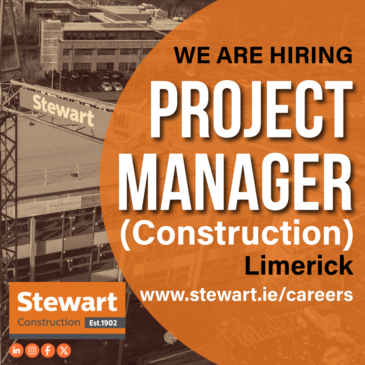 **WE ARE HIRING**

We are currently seeking to recruit a full time

Project Manager (Construction)
Limerick

Info: stewart.ie/careers/

#TeamStewart #jobfairy #employment #opportunity #hiring #career #recruitment #Limerickjobs
#ProjectManager