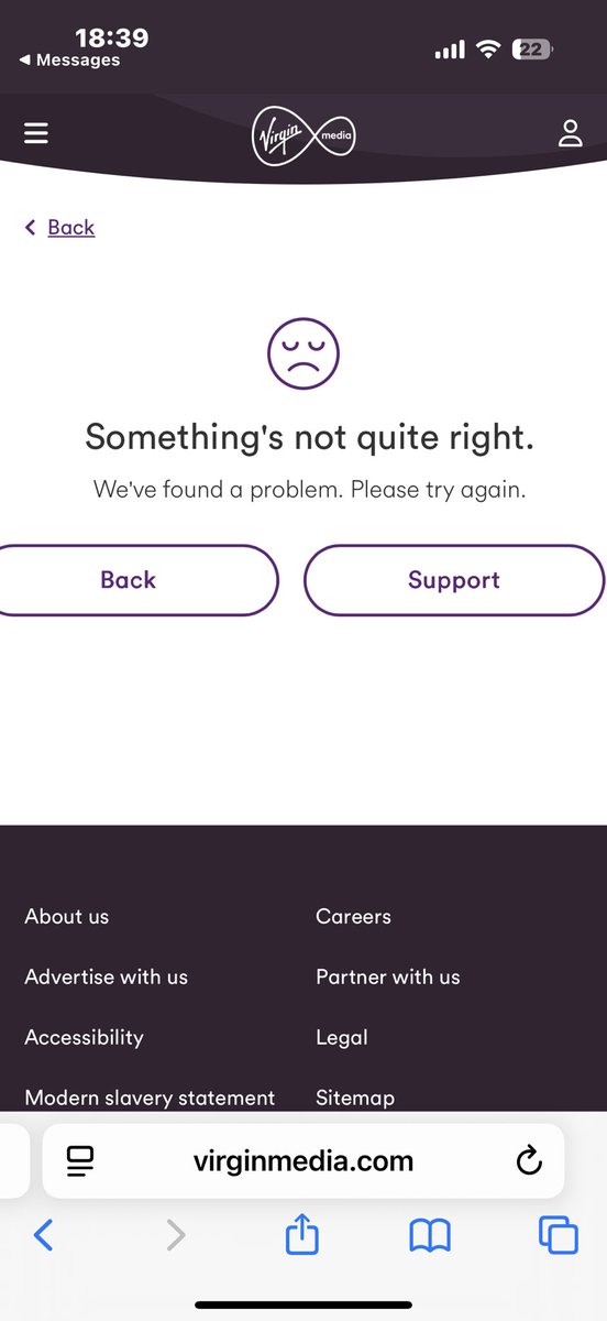 AdverseKen's tweet photo. @virginmedia been trying to change direct debit for days on both app and website only ever get this - can’t get through to an actual advisor auto system just sends a link which again doesn’t work 
just want an advisor to update direct debit -   🤬🤬🤬 https://t.co/qx8v85FNnN