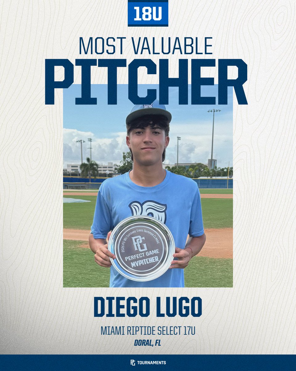2025 18U PG Sunshine State Summer Classic 🏆

🥇 Champion: Jsizzles/Figs Baseball
🥈 Finalist: Miami Riptide Select 17U
🏅 MVP: Jaythan Rivera
🏅 MVPitcher: Diego Lugo
