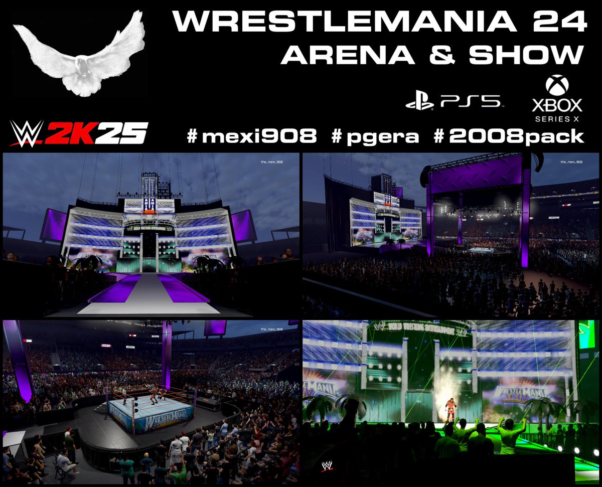 NEW UPLOAD! WRESTLEMANIA 24
Search under Arenas &amp; Shows!

Only available on PS5/XBX

Apron Texture - <a href="/iKevin_Soto/">Kevin Pimentel 🇲🇽</a> 
Show Logo - <a href="/ForeignFeral/">FERAL //</a> 
Accurate &amp; Upscaled Textures!
 
Use tags: #mexi908 #pgera #2008pack

#WWE2K25