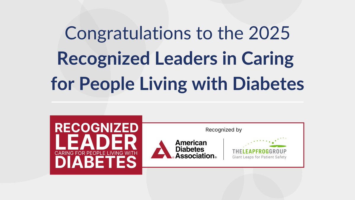 LeapfrogGroup's tweet image. Congratulations again to the 36 hospitals designated as 2025 Recognized Leaders in Caring for People Living with Diabetes! Applications for 2026 open July 1 – learn more about how to earn this award from Leapfrog and @AmDiabetesAssn by visiting leapfroggroup.org/diabetes.