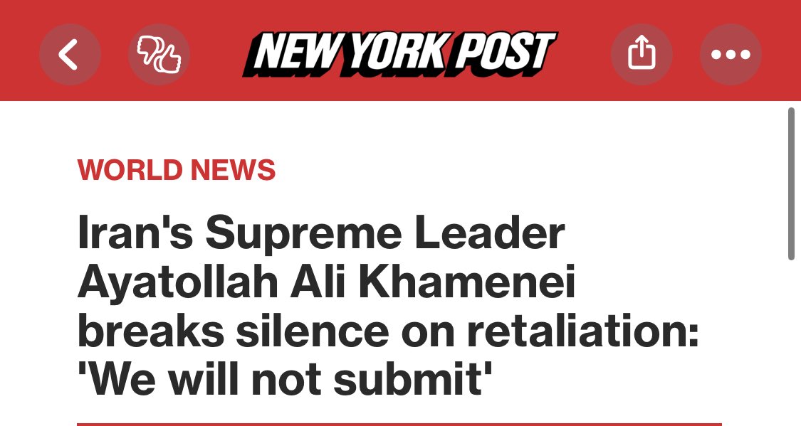 The entire world witnessed it took mere days to break Iran into submission.  

Israel and America demonstrated Iran was the world’s largest paper tiger.

Both Iran and Hamas broken—now, let’s continue demanding the release of hostages and bring peace to Gaza.