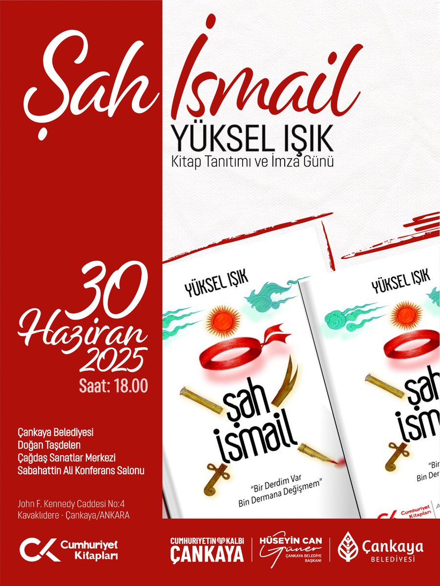 Yüksel Işık (@isikyuksel) on Twitter photo LÜTFEN NOT EDİN...
Organizasyonu Cumhuriyet Yayınları <a href="/KitapKulubu/">Cumhuriyet Kitapları</a> yaptı.
Önce kitaba dair konuşacağım; sonra da imzalayacağım.
Her şey görselde yazıyor.
Gene de şuraya not edeyim:
30 Haziran, saat 18.00'de <a href="/cankayabelediye/">Çankaya Belediyesi</a> <a href="/cankayaks/">Çankaya Kültür Sanat</a> işbirliğiyle Çağdaş Sanatlar Merkezi'nde LÜTFEN NOT EDİN...
Organizasyonu Cumhuriyet Yayınları <a href="/KitapKulubu/">Cumhuriyet Kitapları</a> yaptı.
Önce kitaba dair konuşacağım; sonra da imzalayacağım.
Her şey görselde yazıyor.
Gene de şuraya not edeyim:
30 Haziran, saat 18.00'de <a href="/cankayabelediye/">Çankaya Belediyesi</a> <a href="/cankayaks/">Çankaya Kültür Sanat</a> işbirliğiyle Çağdaş Sanatlar Merkezi'nde