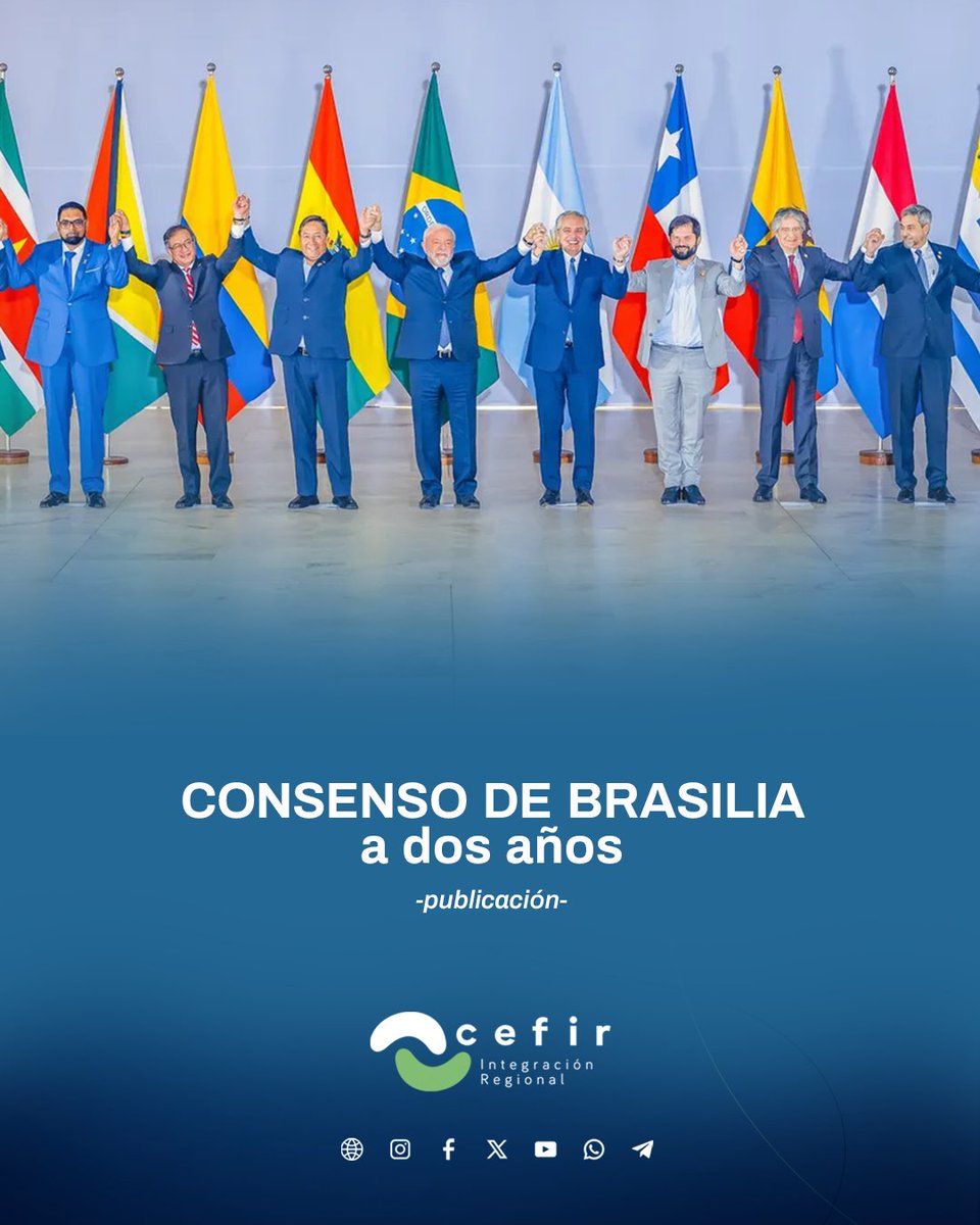 🌎 El 30 de mayo de 2023, al término del “Retiro” de presidentes de América del Sur convocado por el presidente de Brasil, Luiz Inácio Lula da Silva, fue aprobado el Consenso de Brasilia inspirado en la denominada “Iniciativa Mujica”.

cefir.org.uy/a-dos-anos-del…
