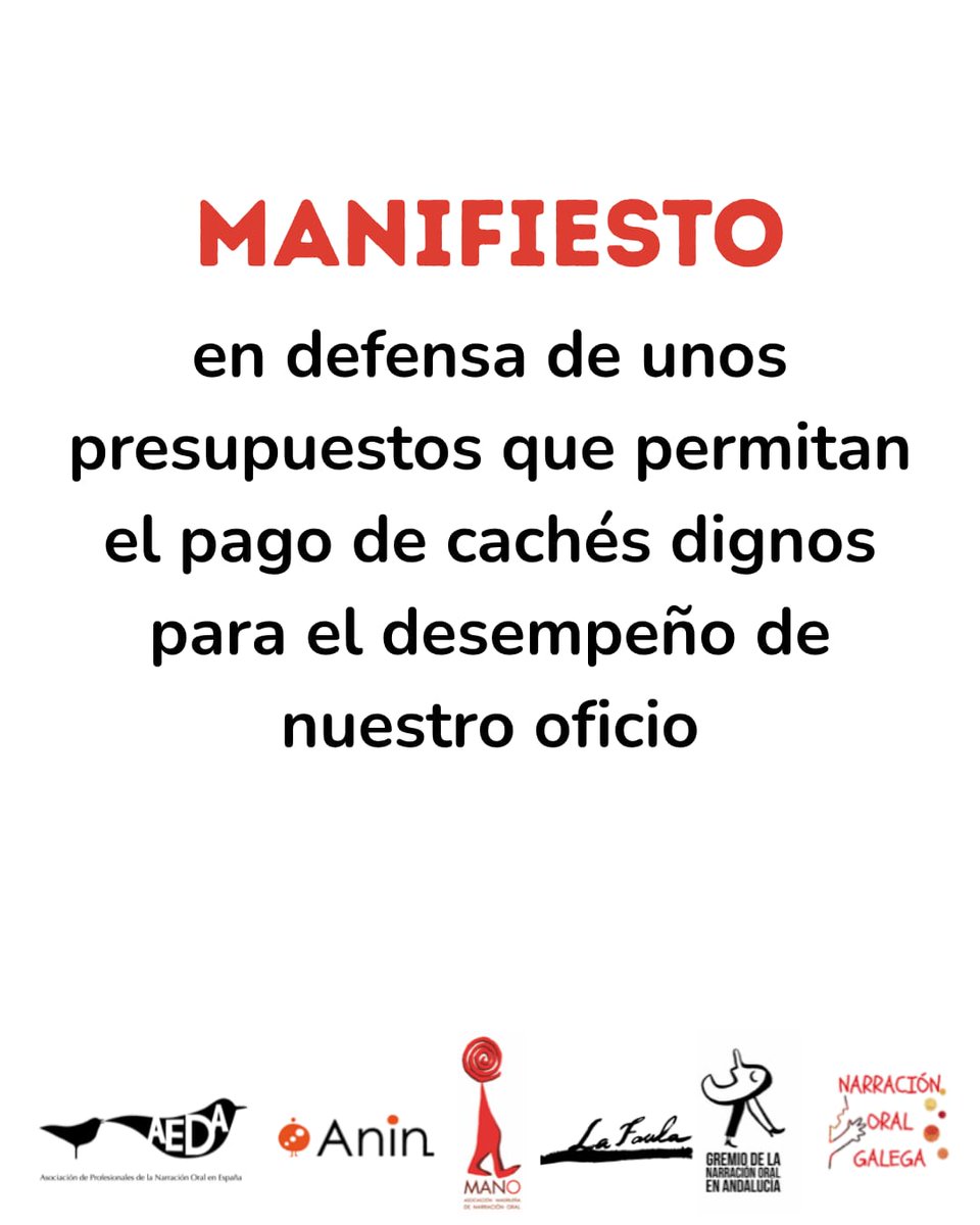 Todas las asociaciones de narración oral en España firmamos este manifiesto pidiendo presupuestos que permitan pagar cachés dignos para el desempeño de nuestro oficio.
No dejéis de echar un vistazo y de compartir.

👉🏾 cutt.ly/OrEPLC0K

#NarraciónOral #CachésDignos