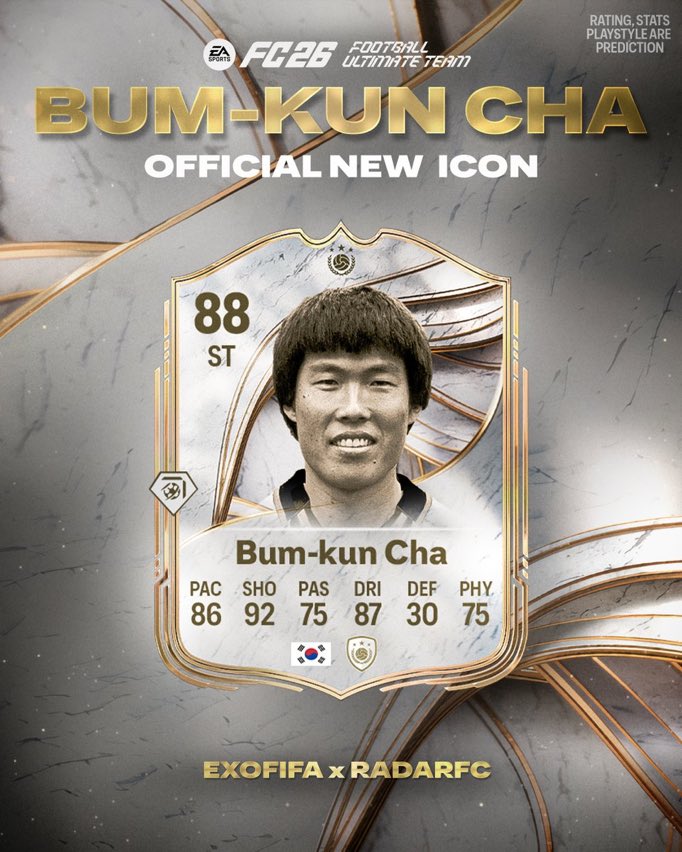 FGZNews's tweet image. 🚨 Bum-Kun Cha is coming as an FC 26 ICON! 🇰🇷 

ℹ️ @exofifa_