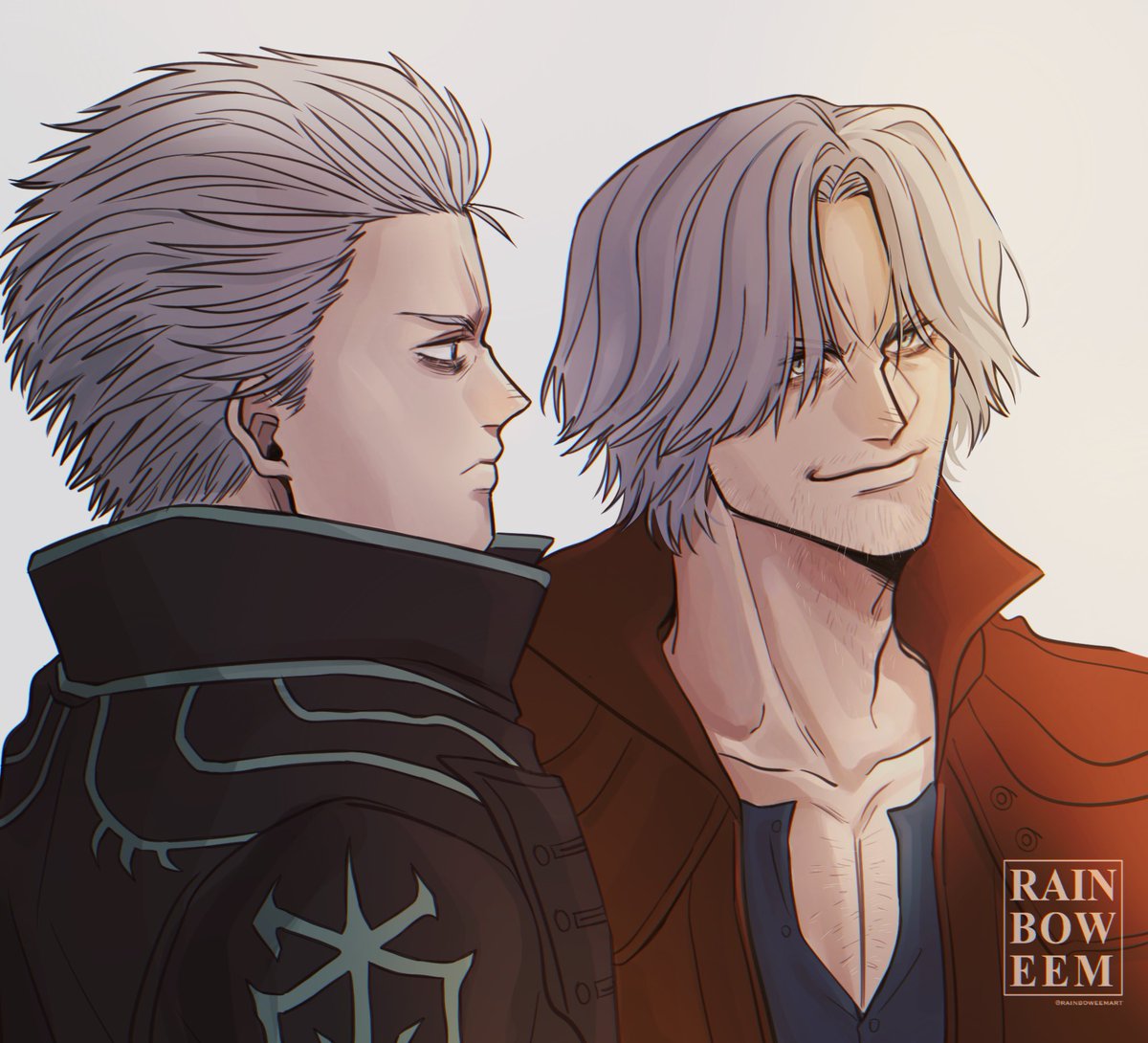 Rainboweemart's tweet image. Getting the hang of drawing the twins in Dmc5 style 🥹✨ and messing around a lil bit hehe

#DevilMayCry5 #DMC #Dante #Vergil