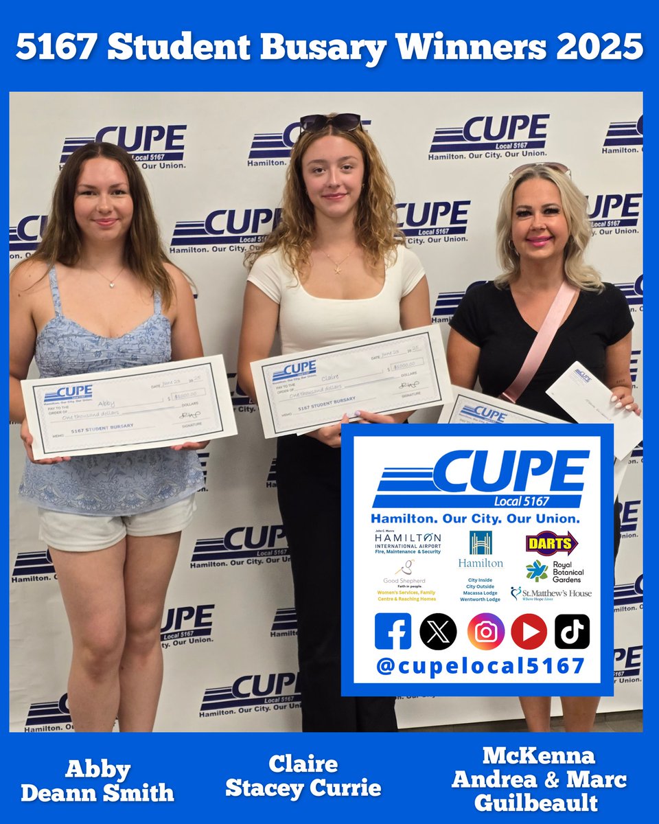 CUPELocal5167's tweet photo. We were happy to present the 5167 Student Busary Winners at the June GMM! #5167proud #studentbursary #union #futuregeneration #membership #memberingoodstanding https://t.co/maWxuKxWnc