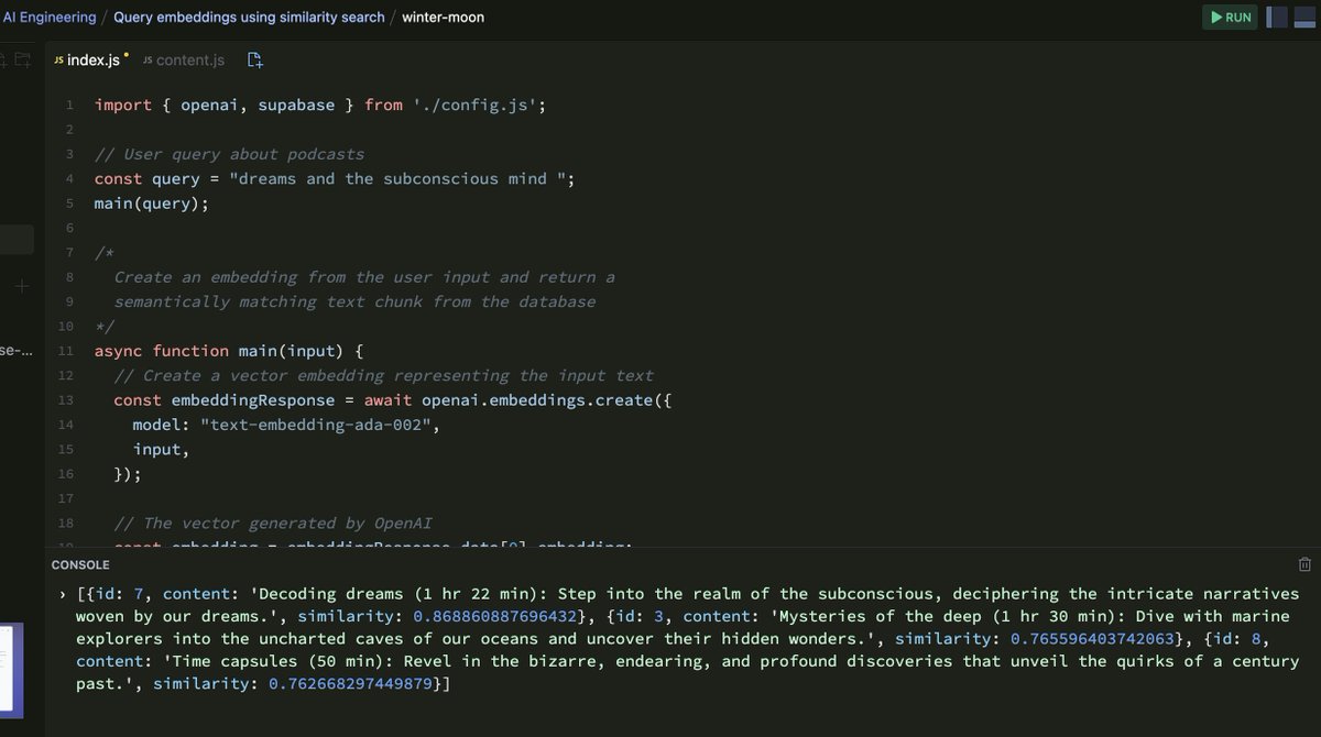 wabadabda's tweet photo. Day 36! Vector database is so cool! https://t.co/ApLhDQeiaC