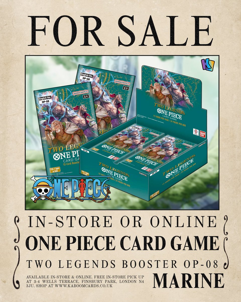 kaboomcardsuk's tweet photo. Level up your deck, nakama! 🔥 Fresh One Piece boosters just docked at Kaboom Cards!

Grab ‘em to unlock sick new plays or finally build that dream deck. No Grand Line voyage required 🌊 #OnePieceTCG

👉 Tap link to shop!

https://t.co/6gJep37fIt https://t.co/wADaNnLY4M