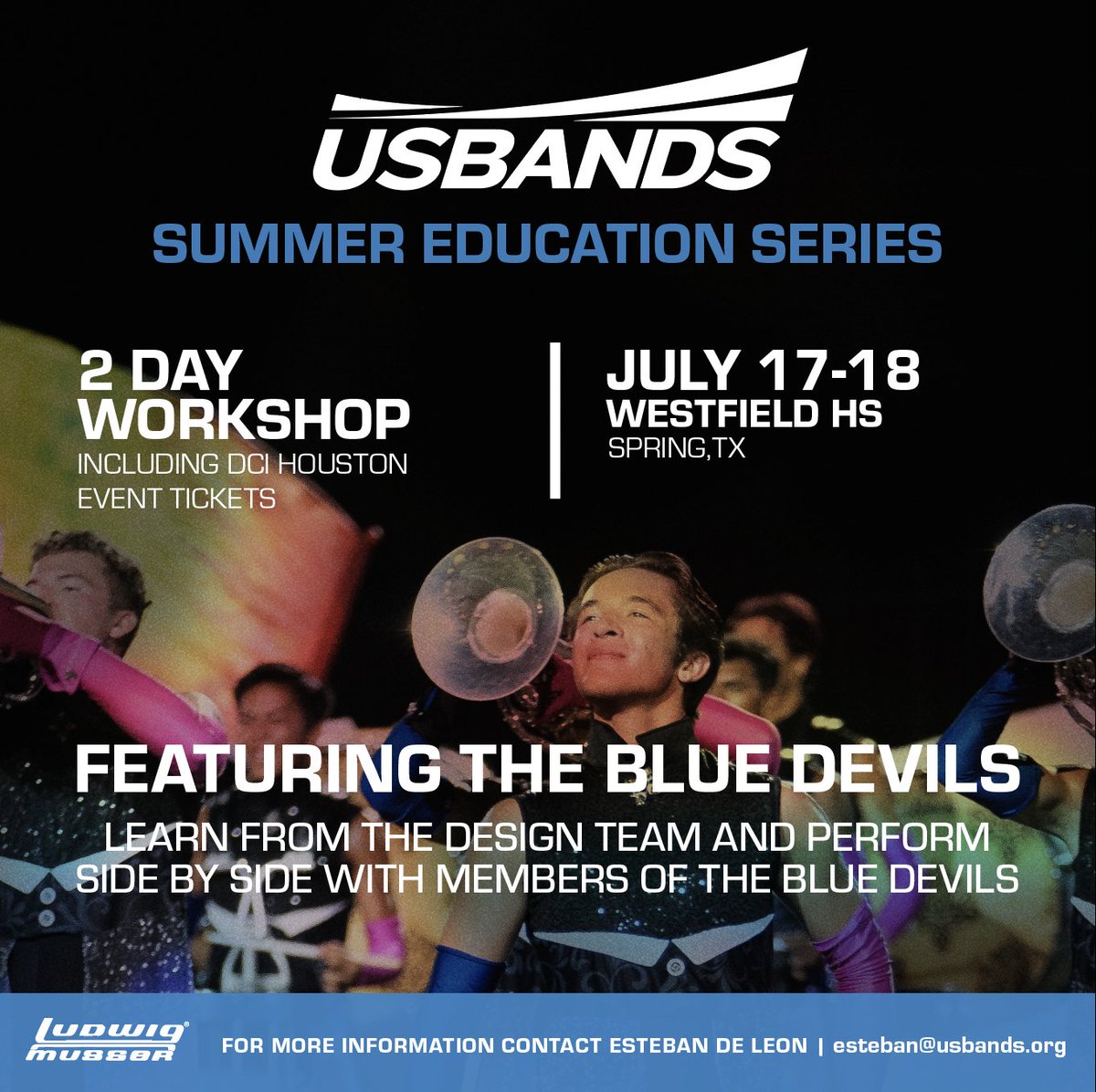 📣 SoCal and Houston students!

Join the Blue Devils and <a href="/usbands/">USBands</a> for a 2-day workshop filled with world-class instruction, then catch BD live at a DCI show!

📍 SoCal: usbands.regfox.com/socal-2-day-wo…
📍 Houston: usbands.regfox.com/houston-2-day-…