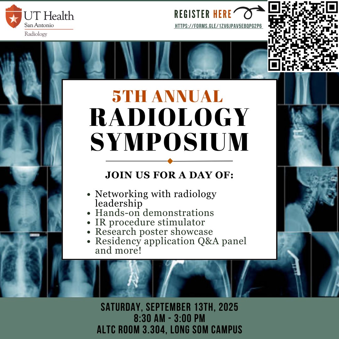 UT Health SA Radiology (@uthealthsarad) on Twitter photo Registration is OPEN for our 5th Annual Radiology Symposium. Click the link in our bio to register! Hope to see you there. 🦴 Registration is OPEN for our 5th Annual Radiology Symposium. Click the link in our bio to register! Hope to see you there. 🦴