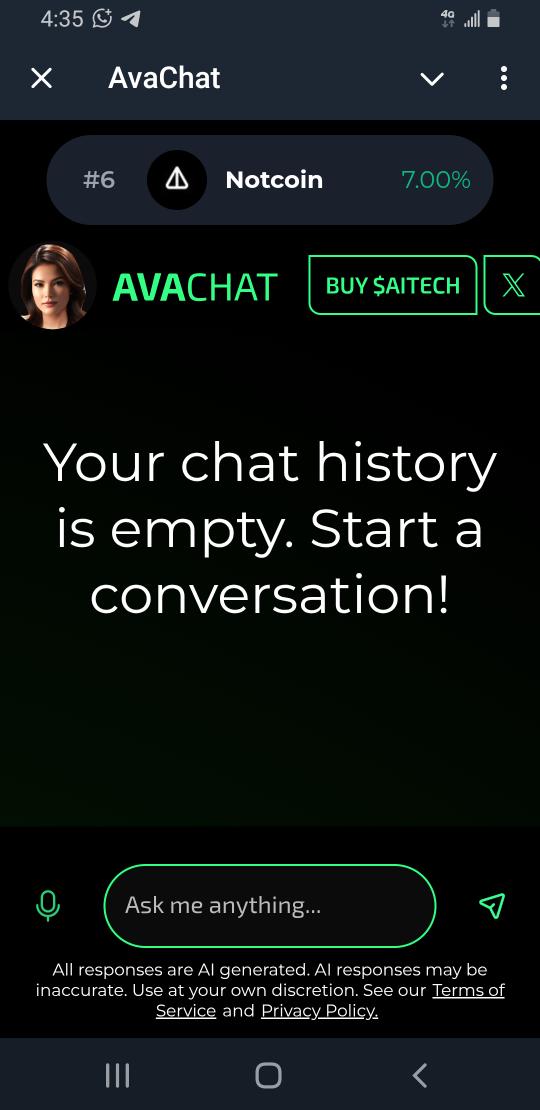 onlyoneolajuwon's tweet image. 🚀 Just discovered Ava, the AITECH AI assistant on Telegram 🤖💬 It&apos;s fast, helpful, and built for the community. Ava provides instant answers, insights, and support without leaving Telegram. 💡 Tried it out myself: t.me/aitech_avachat… 📱💬#Ava #AITECH #TelegramAI