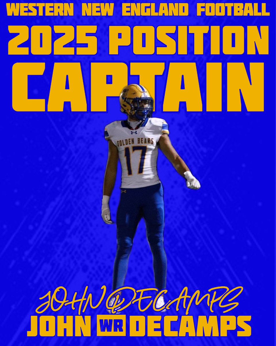 WNEFB's tweet image. Excited to announce the 2025 @WNEFB Position Captains.

📛John DeCamps
📍Shelton, CT
🏫Shelton High School
🏈WR
🎓2027

#AlwaysOn