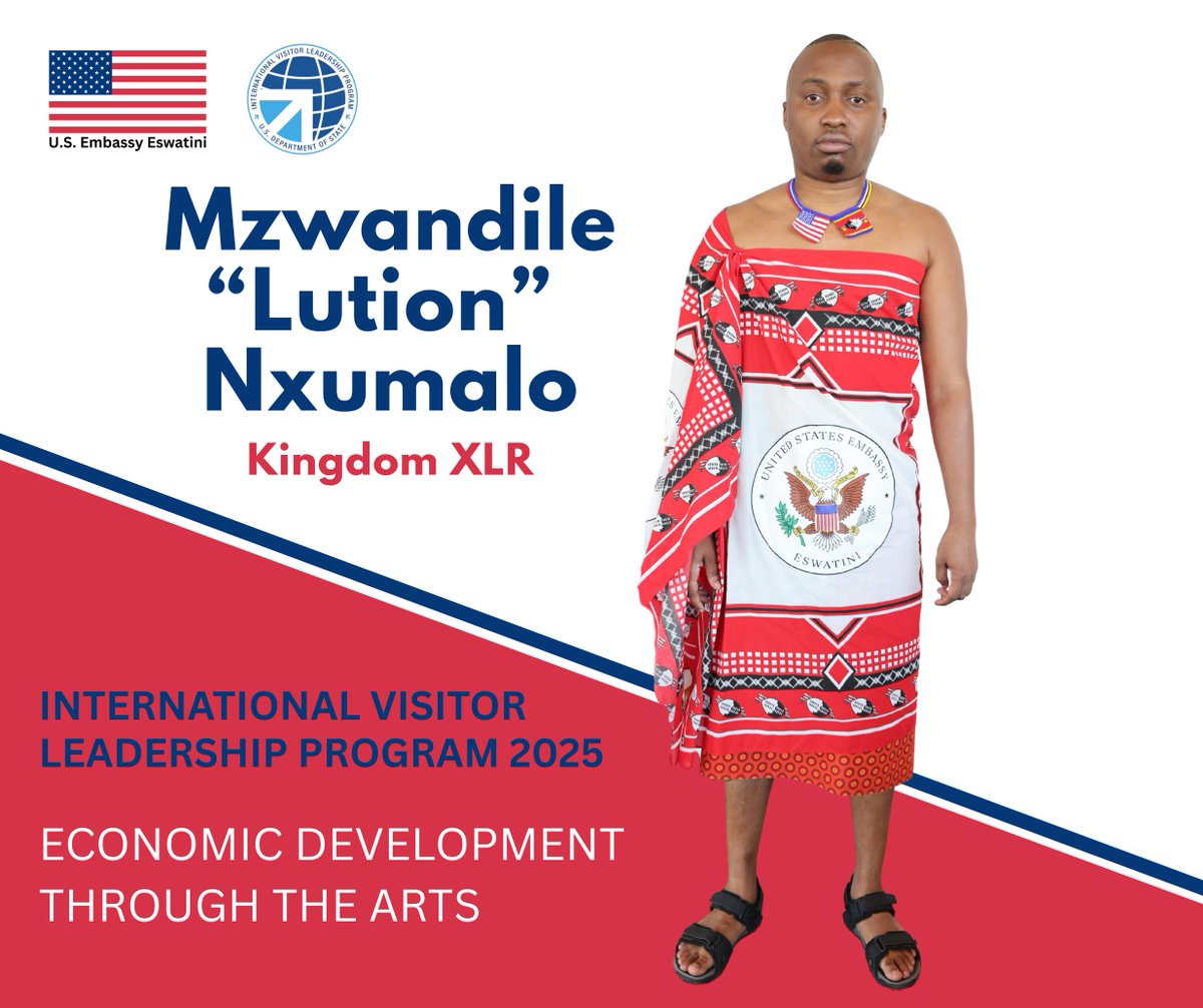 U.S. Embassy Eswatini (@usembeswatini) on Twitter photo Today, we proudly celebrate ๐๐ณ๐ฐ๐๐ง๐๐ข๐ฅ๐ โLutionโ ๐๐ฑ๐ฎ๐ฆ๐๐ฅ๐จ โ a dynamic performing artist, entrepreneur, and founder of Kingdom XLR Media.
Lution has been selected to participate in the International Visitor Leadership Program (IVLP) under the theme Economic Today, we proudly celebrate ๐๐ณ๐ฐ๐๐ง๐๐ข๐ฅ๐ โLutionโ ๐๐ฑ๐ฎ๐ฆ๐๐ฅ๐จ โ a dynamic performing artist, entrepreneur, and founder of Kingdom XLR Media.
Lution has been selected to participate in the International Visitor Leadership Program (IVLP) under the theme Economic