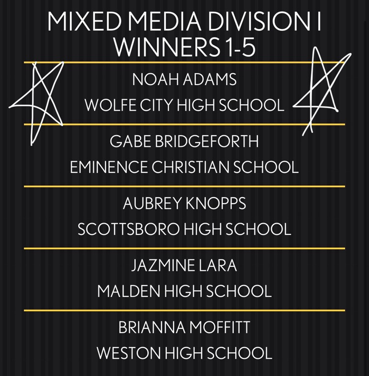 Noah Adams traveled to Orlando, FL to represent Wolfe City High School at the Senior National Beta Convention. He qualified to compete at this national level in Division I Mixed Media Visual Arts where he was named the National Champion!  Congrats, Noah! We are so proud of you!!!