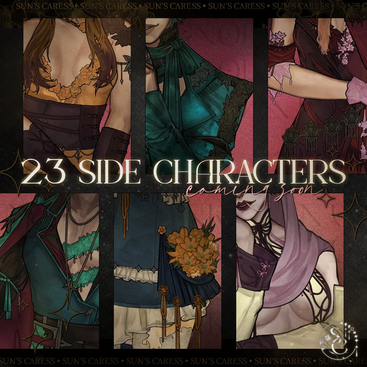 peachlilystudio's tweet image. Yes, Sun's Caress will feature 23 (charming) side characters. Divided between 6 distinct factions, they all carry their own themes, aesthetics and hopes.
However, you can't befriend everyone : you will have to choose where your allegiance lies.
#Otome #VisualNovel