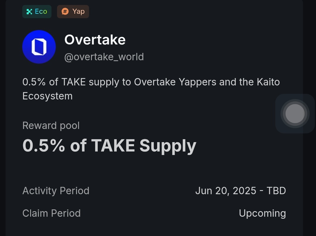 👀 The Web3 streets are buzzing…
I’m officially yapping 🐶💬

@OVERTAKE_world is giving out $TAKE tokens just for hyping their game 🎮✨
It’s like play-to-earn, but with vibes.

Let’s yap our way to the takeover 😎
#StartYapping #OVERTAKE #Web3Gaming