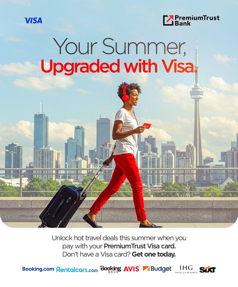 Whether you’re jet-setting to London or lounging in Lagos, make every trip Premium with your PremiumTrust Visa Card. 
Unlock deals on flights, hotels, and more when you pay with Visa.

Get yours today! 

#TravelWithVisa #PremiumTrustVibes #SummerUnlocked #PremiumTrustBank