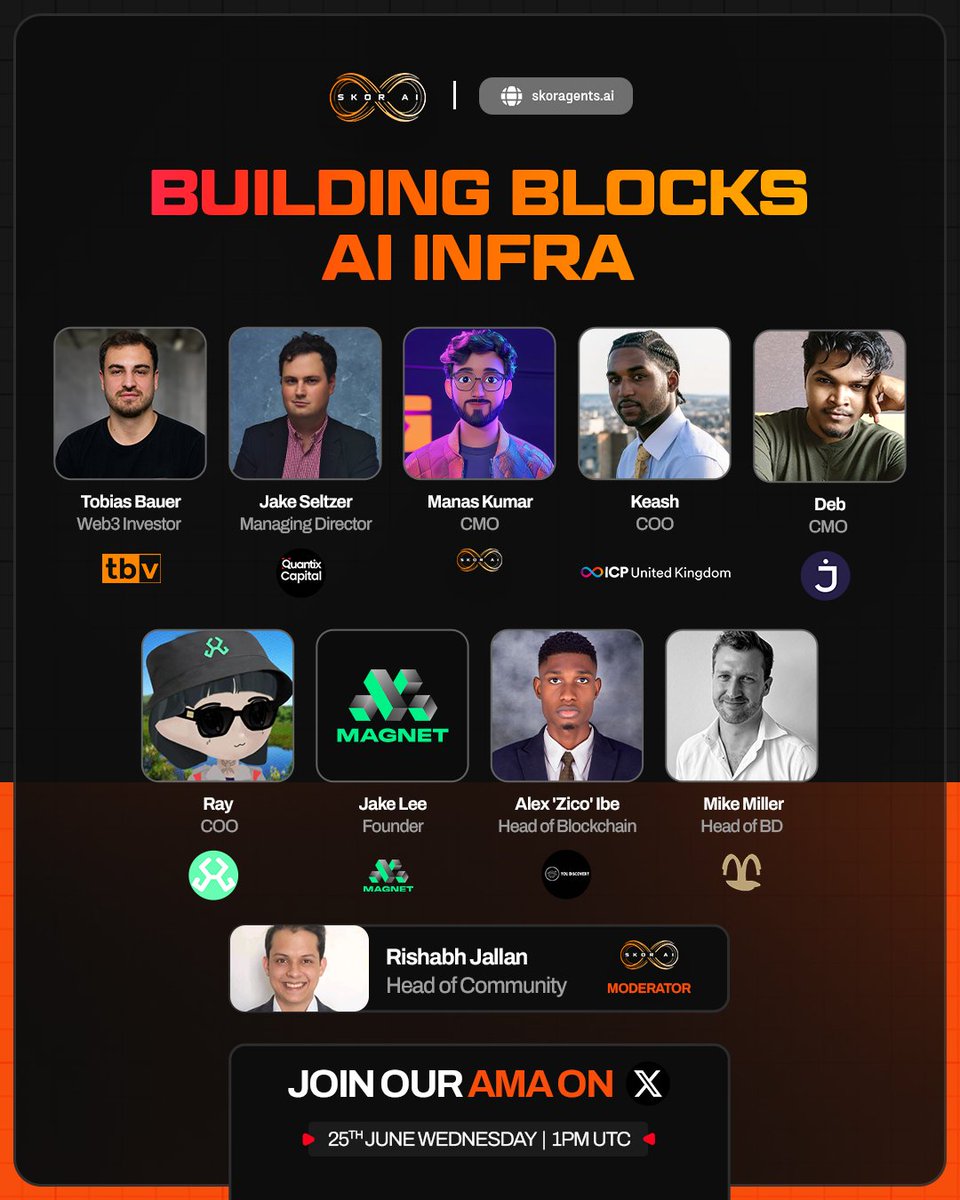 Building Blocks: AI Infra 🧱⚙️🤖

AI needs infrastructure as powerful as its potential. From compute layers and agent orchestration to blockchain interoperability and data networks, this roundtable will spotlight how the next wave of infrastructure is enabling intelligent,