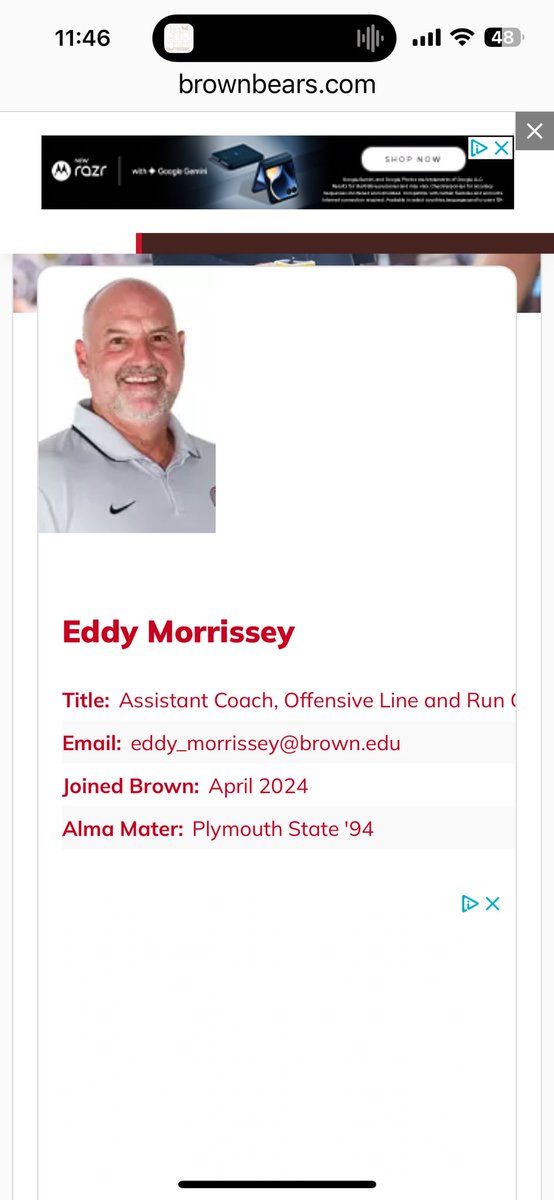 Mike Farrell (@mfarrellsports) on Twitter photo Big fan of <a href="/CoachEMorrissey/">Eddy Morrissey</a> who is always responsive, never stops working and knows player evaluation with the best of them.
<a href="/BrownHCPerry/">James Perry '00</a> <a href="/BrownU_Football/">Brown Bears Football</a> Big fan of <a href="/CoachEMorrissey/">Eddy Morrissey</a> who is always responsive, never stops working and knows player evaluation with the best of them.
<a href="/BrownHCPerry/">James Perry '00</a> <a href="/BrownU_Football/">Brown Bears Football</a>